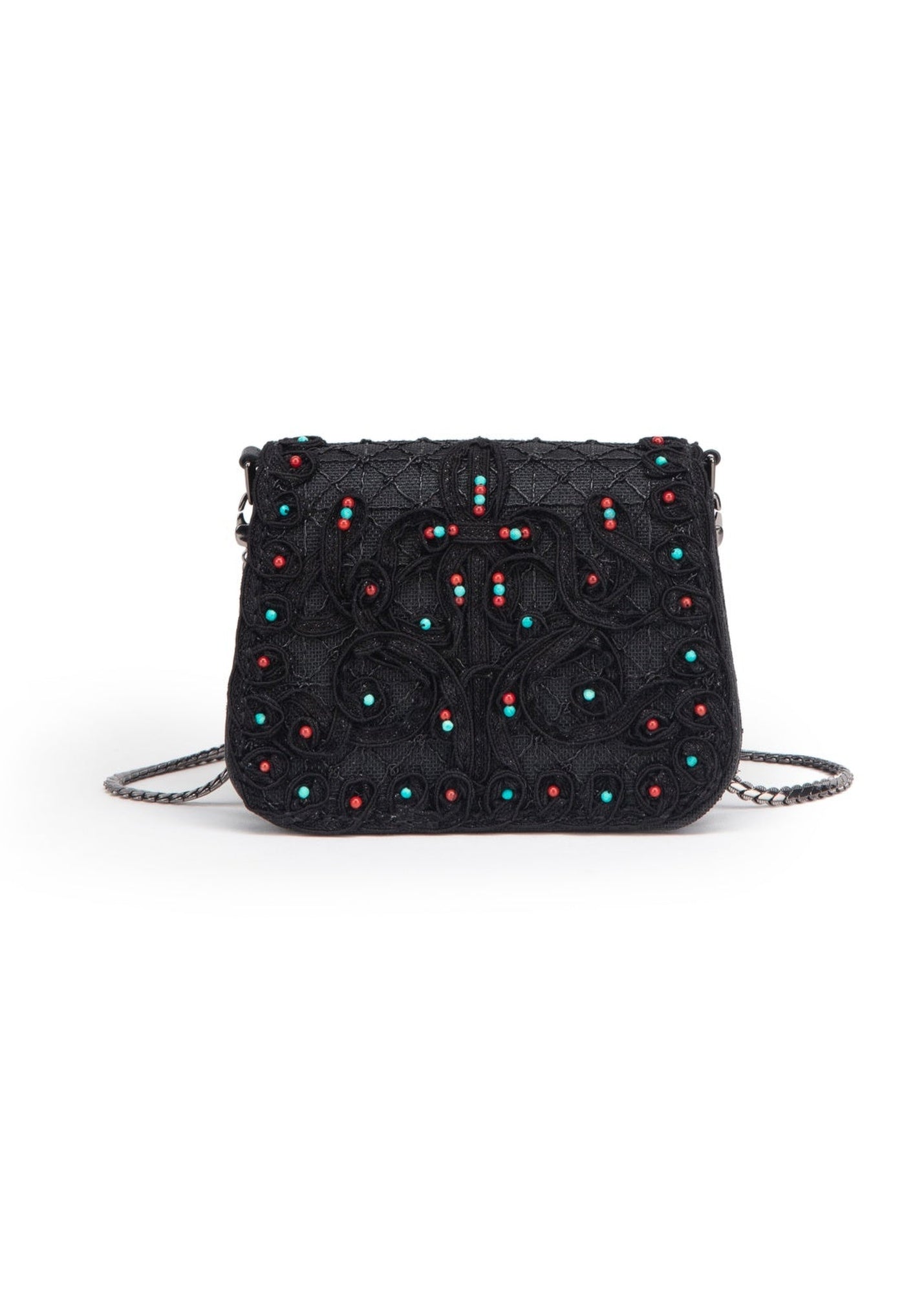 Beaded Textured Handbag | Black