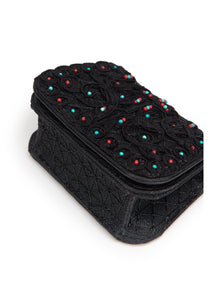 Beaded Textured Handbag | Black