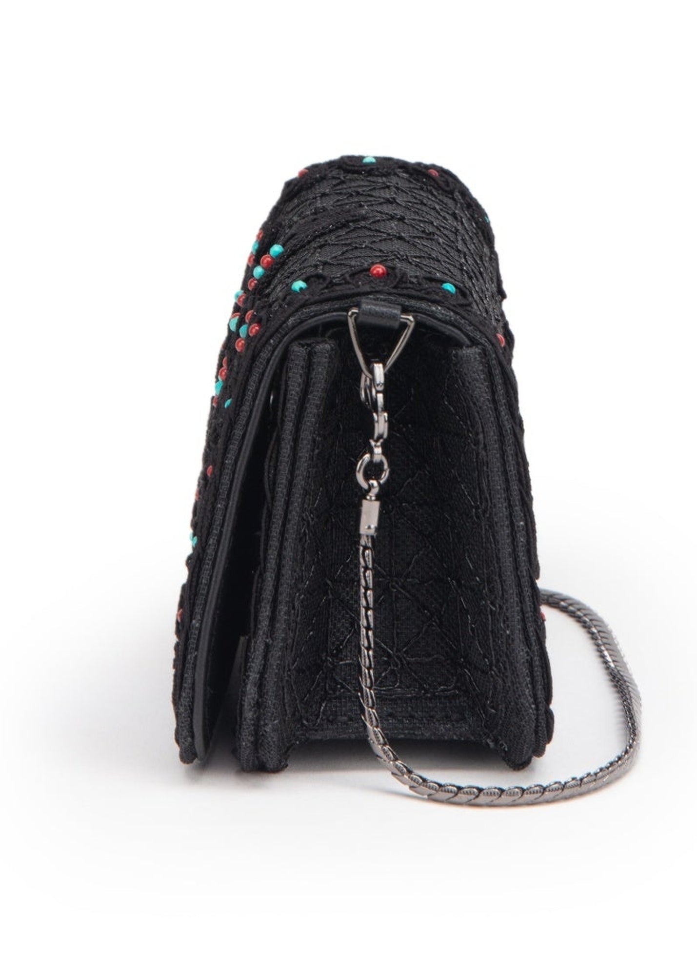 Beaded Textured Handbag | Black