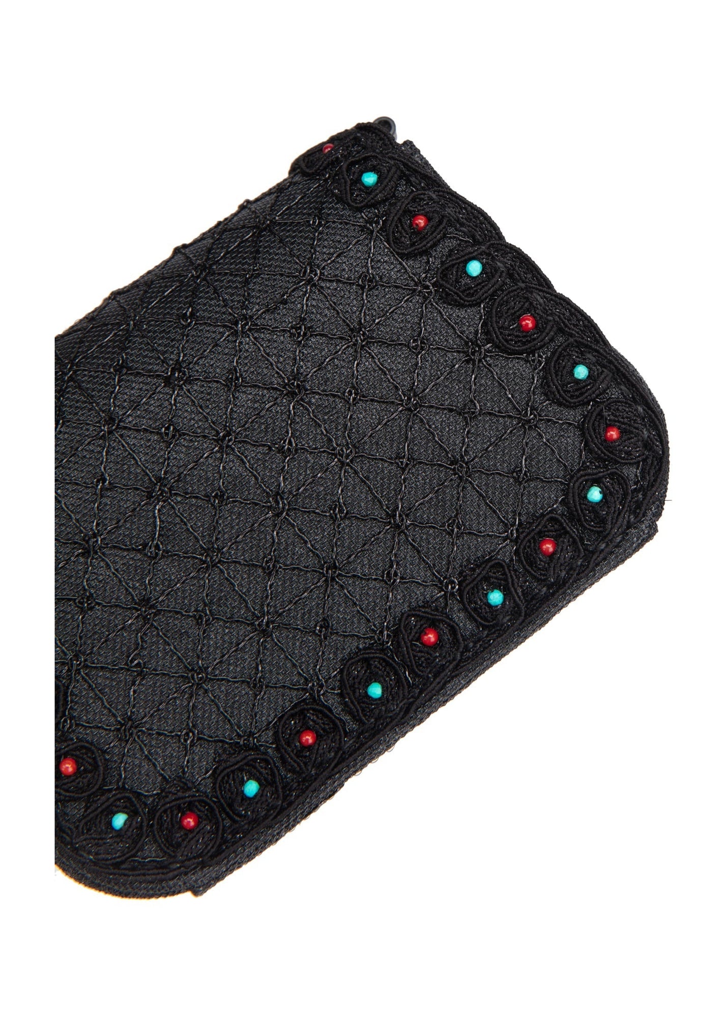 Beaded Textured Handbag | Black