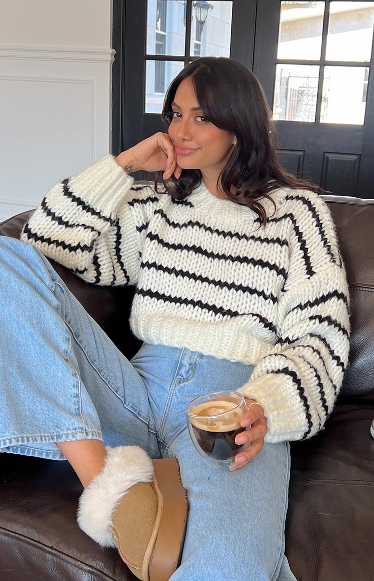 Belmont Striped Sweater | White