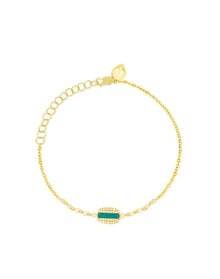Blue Opal & Diamond Halo Station Bracelet | 14K Yellow Gold