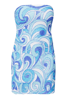 Veronica Hand - Beaded Embellished Mini Dress - Blue/Green - Self - Adore