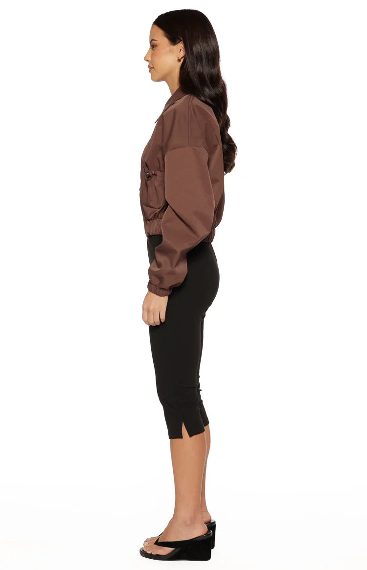 Bobbi Collar Bomber Jacket | Chocolate