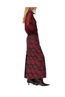 Botanical Jacquard Long Skirt | High Risk Red