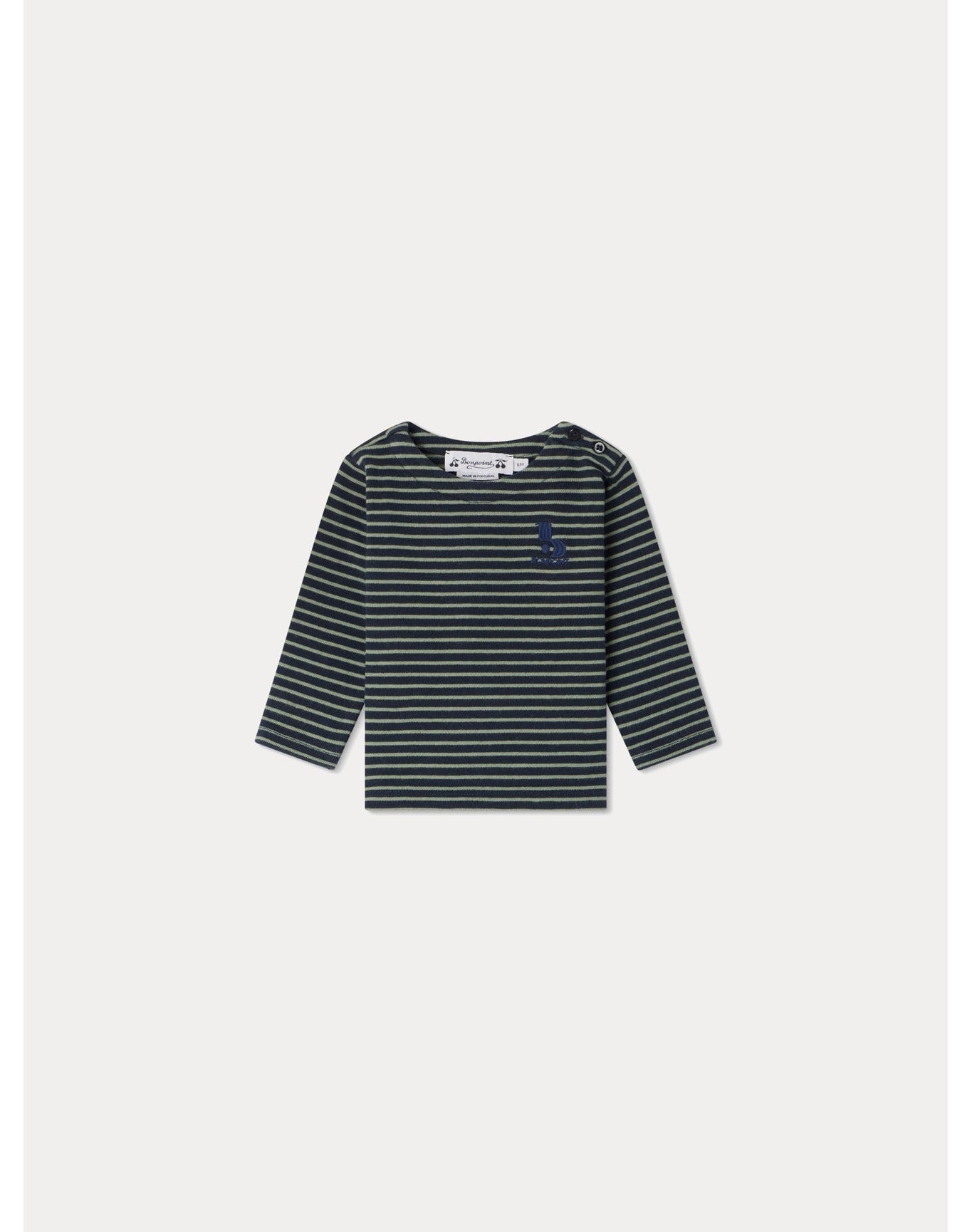 Boys | Baudelaire T-Shirt Stripes | 8Y | Celadon Green