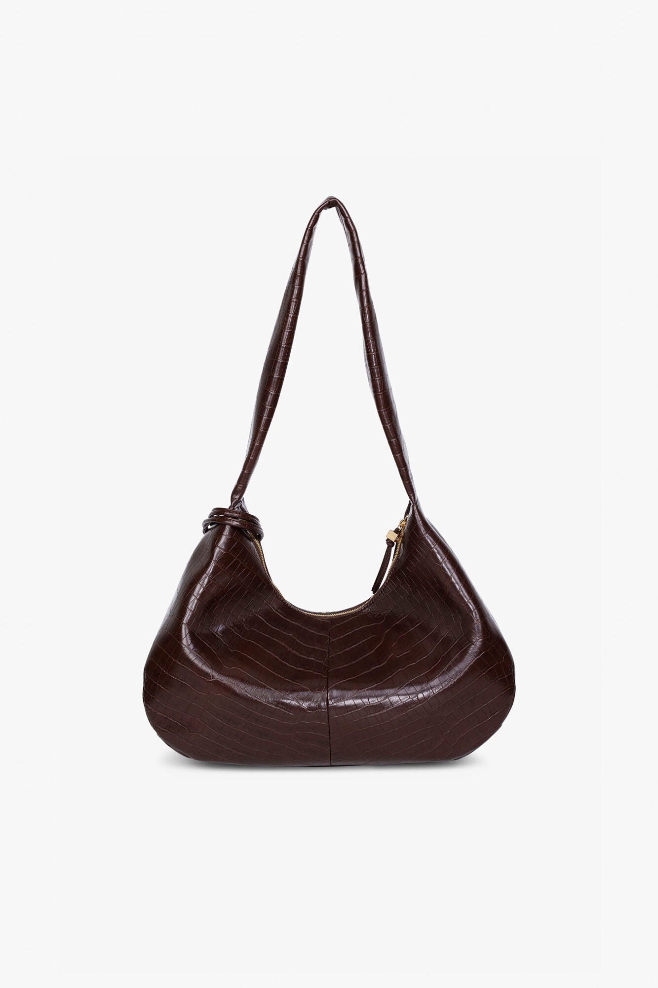 Brown Croco Medium Hobo Bag | Chocolate Fondant