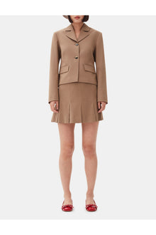 Brown Drapey Melange Fitted Blazer | Tiger's Eye