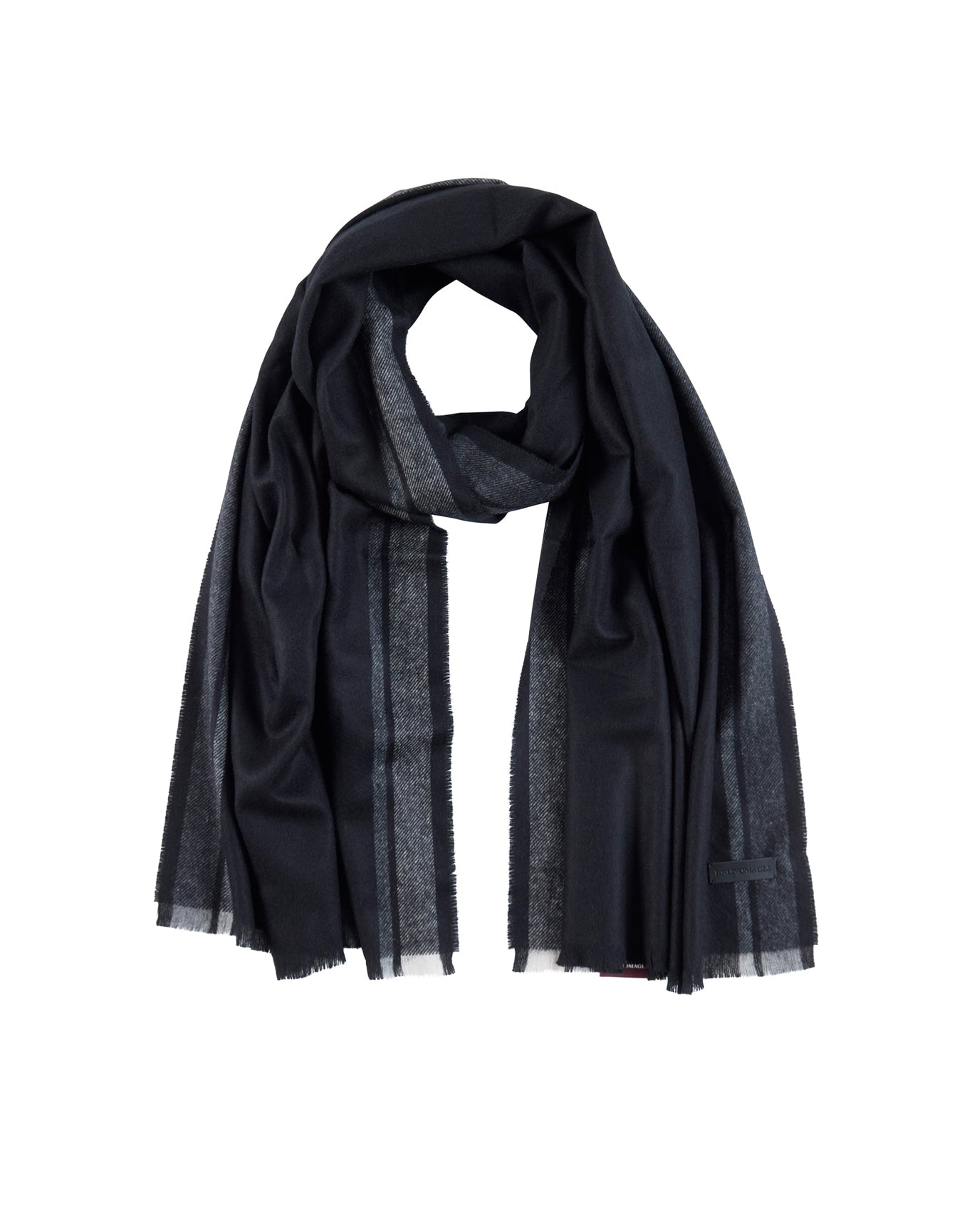 Bruno Magli | Men | Silk/Cashmere Border Stripe Scarf | Black