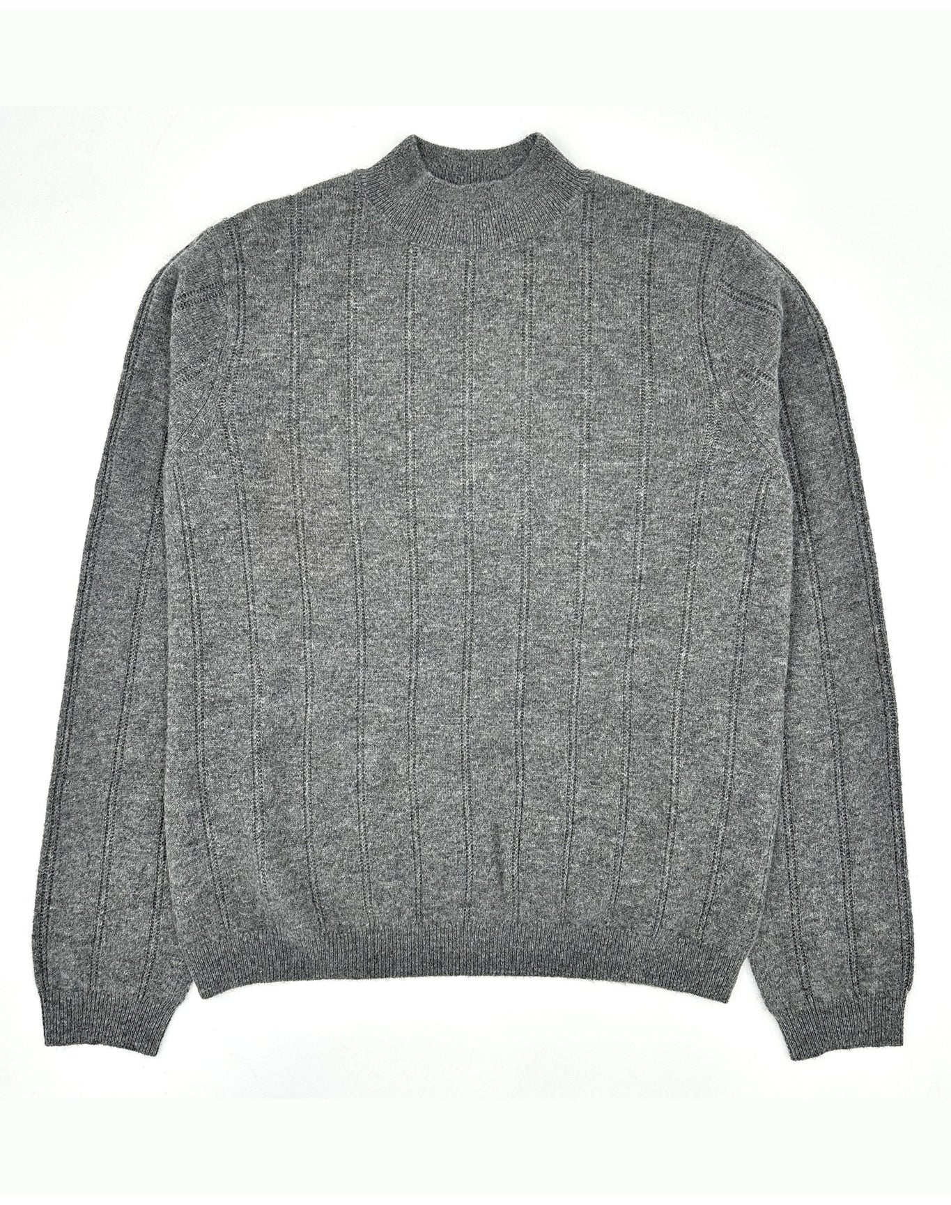 Bruno Magli | Women | Cashmere Blend L/S Wide Rib Mock Nk Sweater | Grey