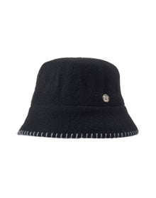 Bruno Magli | Women | Knit Felt Bucket Hat With Blanket Stitch | Black