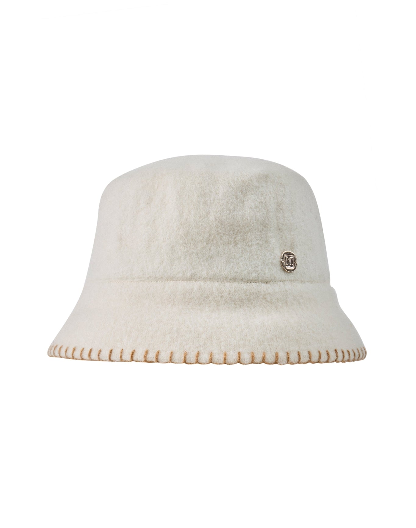 Bruno Magli | Women | Knit Felt Bucket Hat With Blanket Stitch | Ivory