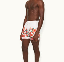Bulldog Blossom Season Print Mid-Length Swim Shorts | Red