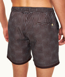 Bulldog Drawcord Print Mid-Length Drawcord Swim Shorts | Truffle/Light Sky Pool