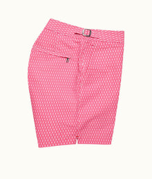 Bulldog Geo Pointpart Mid-Length Swim Shorts | Wham/White