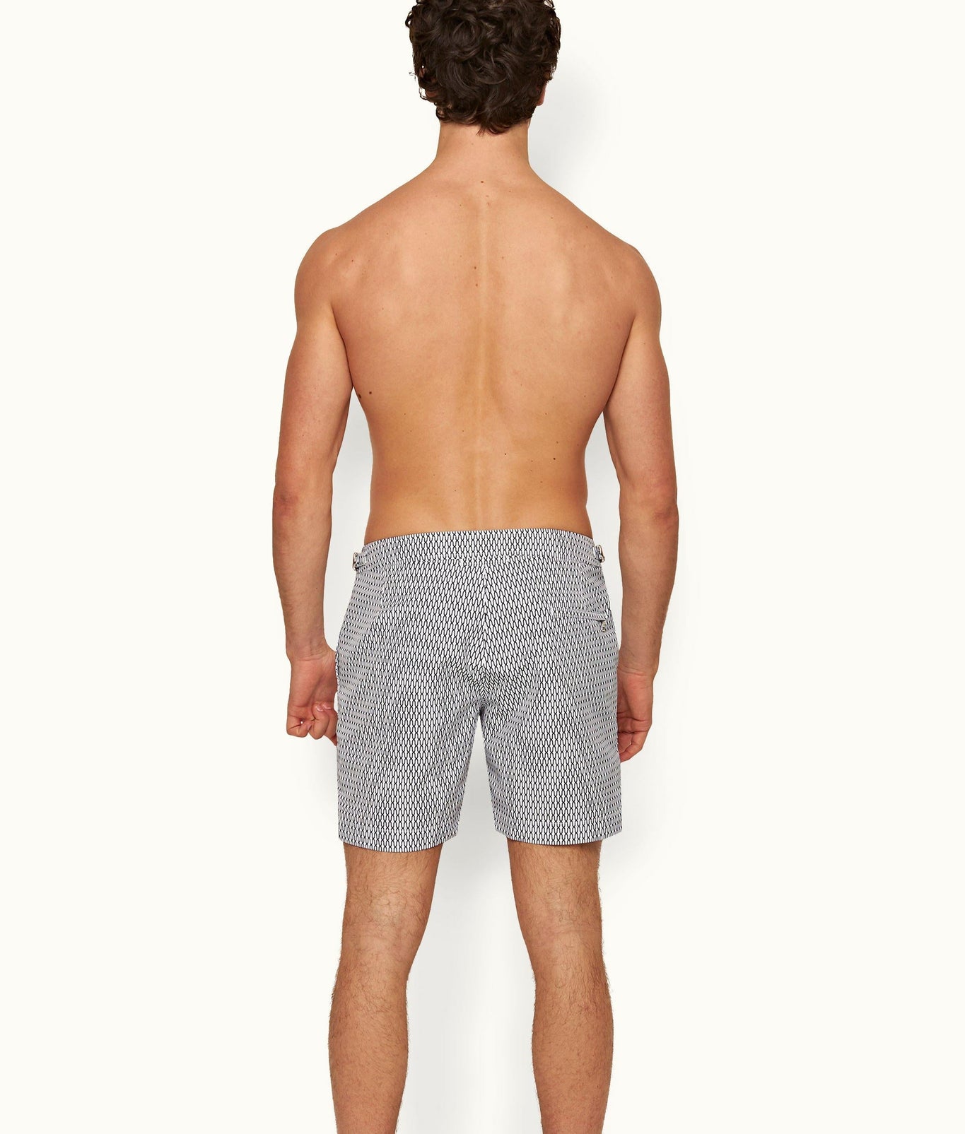 Bulldog Geo Pointpart Mid-Length Swim Shorts | White/Midnight Navy