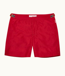 Bulldog Linen Mid-Length Tape Stripe Linen Blend Swim Shorts | Vermillion/Stripe