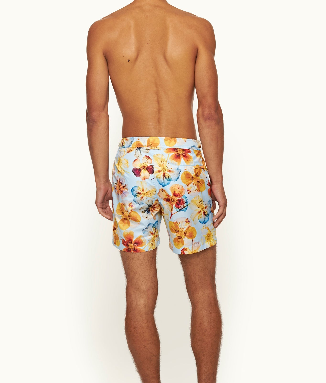 Bulldog Mid-Length Oshibana Floral Print Swim Shorts | Springwater Blue