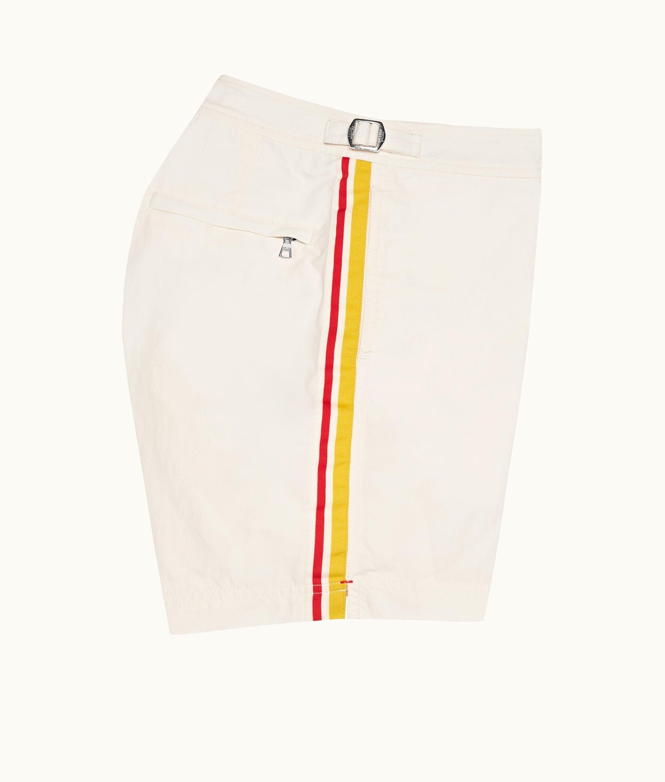 Bulldog Palm Stripe Tape Mid-Length Swim Shorts | White Sand