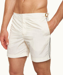 Bulldog Tape Insert Mid-Length Swim Shorts | White Sand