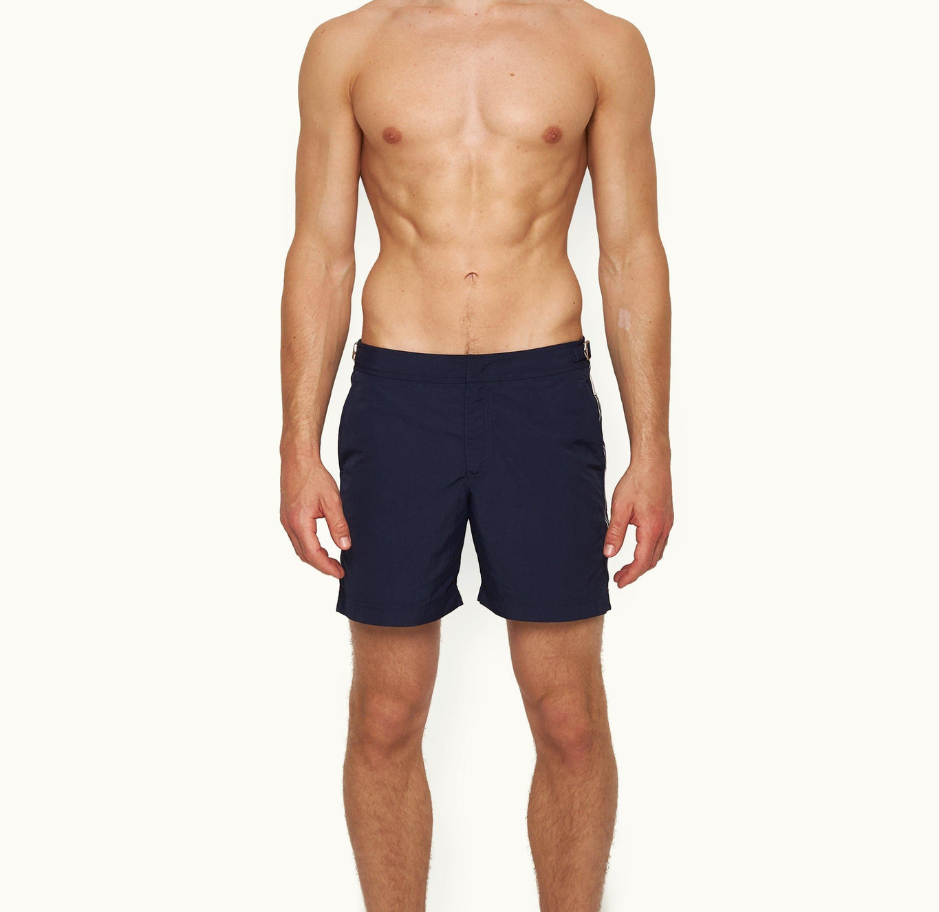 Bulldog Tape Stripe Mid-Length Swim Shorts | Midnight Navy/Tidal