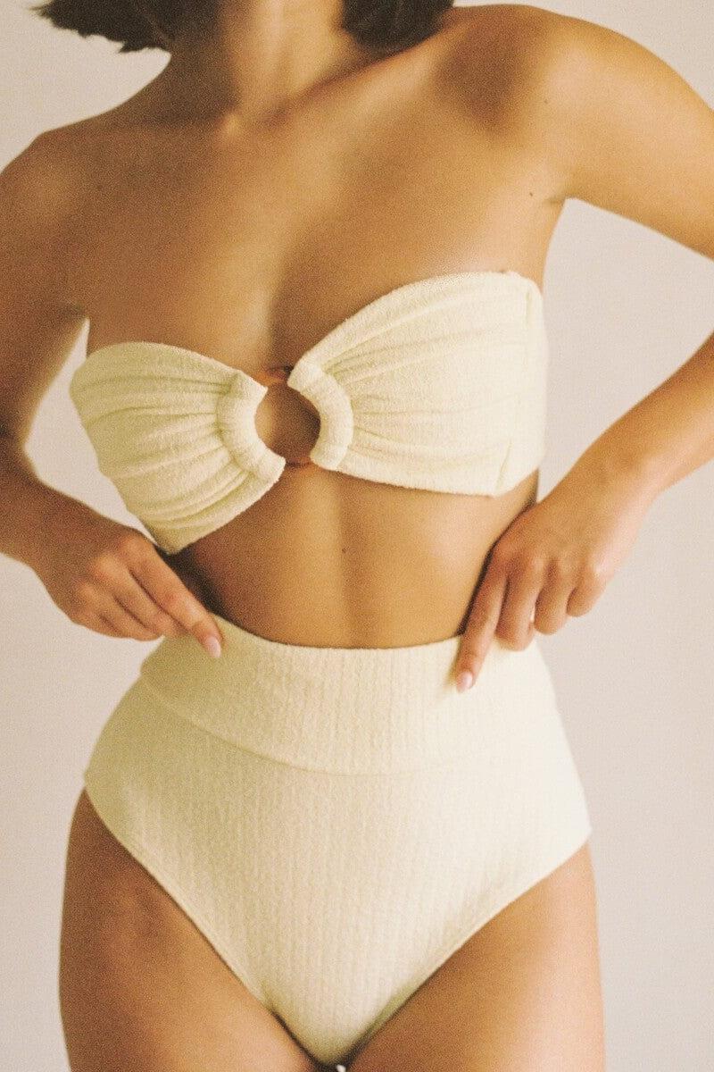 Added Coverage High Rise Bikini Bottom | Buttercream Rib
