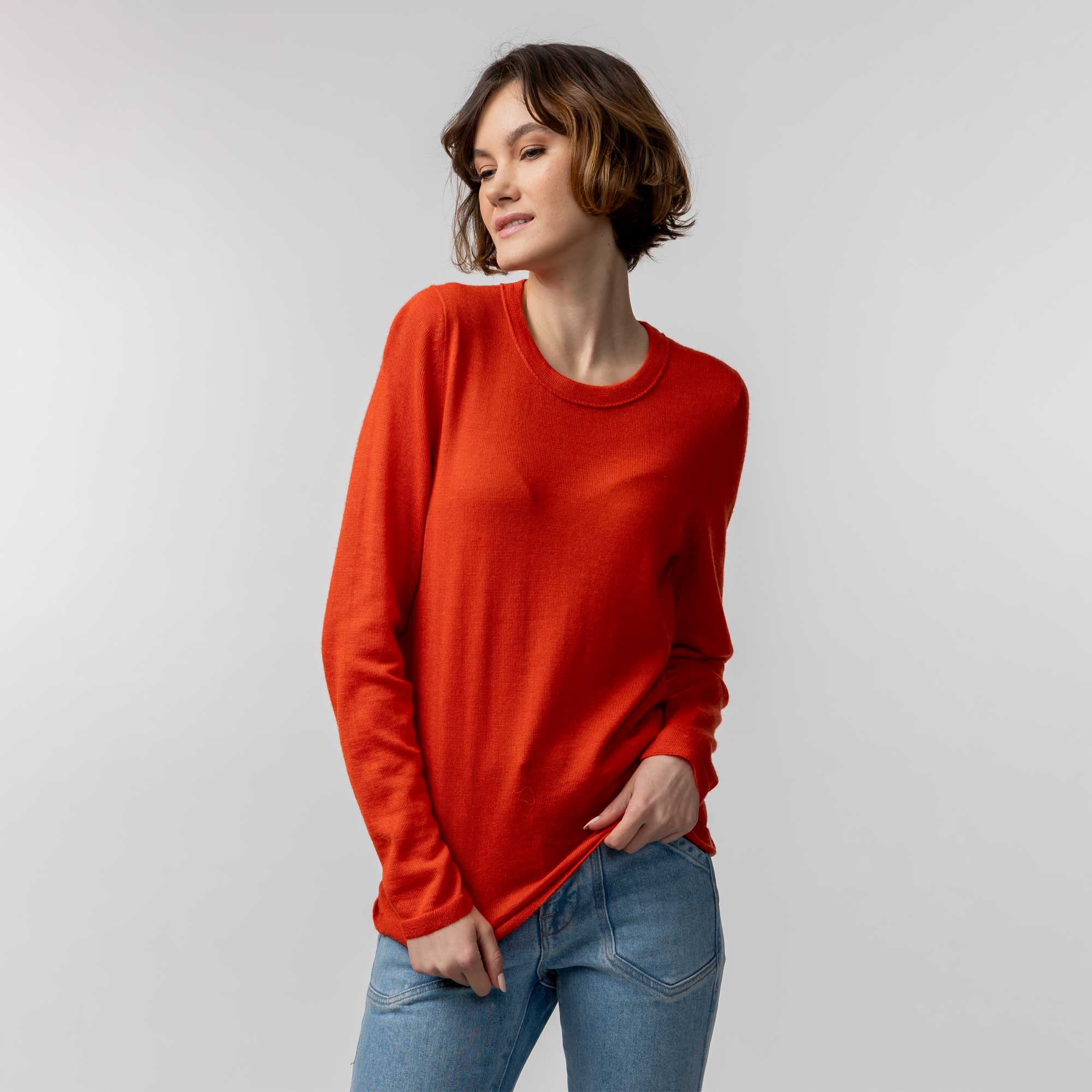 Crew Neck Sweater for Women | Tangerine