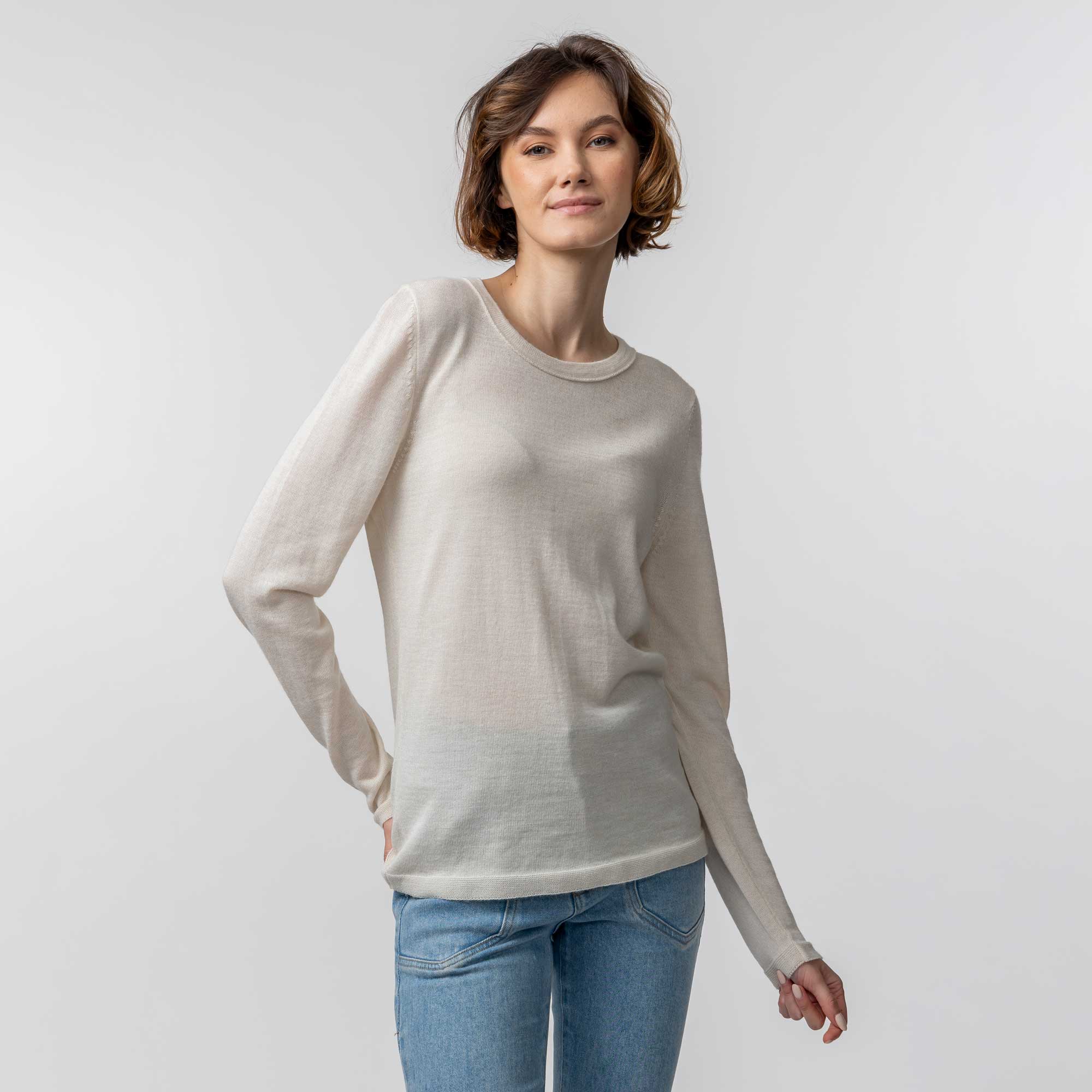 Crew Neck Sweater for Women | White