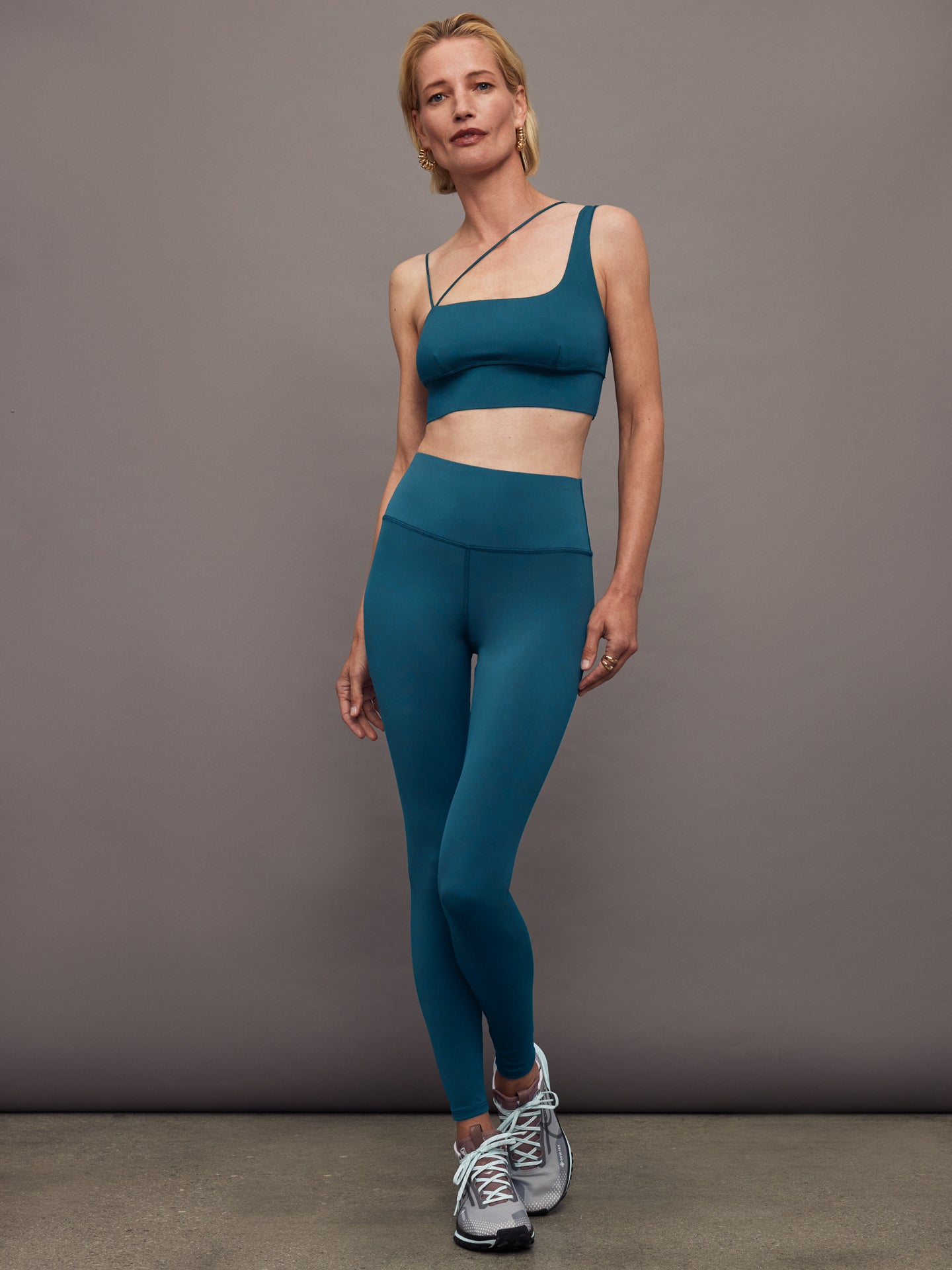 Asymmetrical Strappy Bra in Diamond Compression | Deep Lagoon