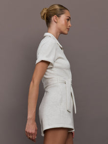 Short Romper in Interlock | Moonbeam Heather