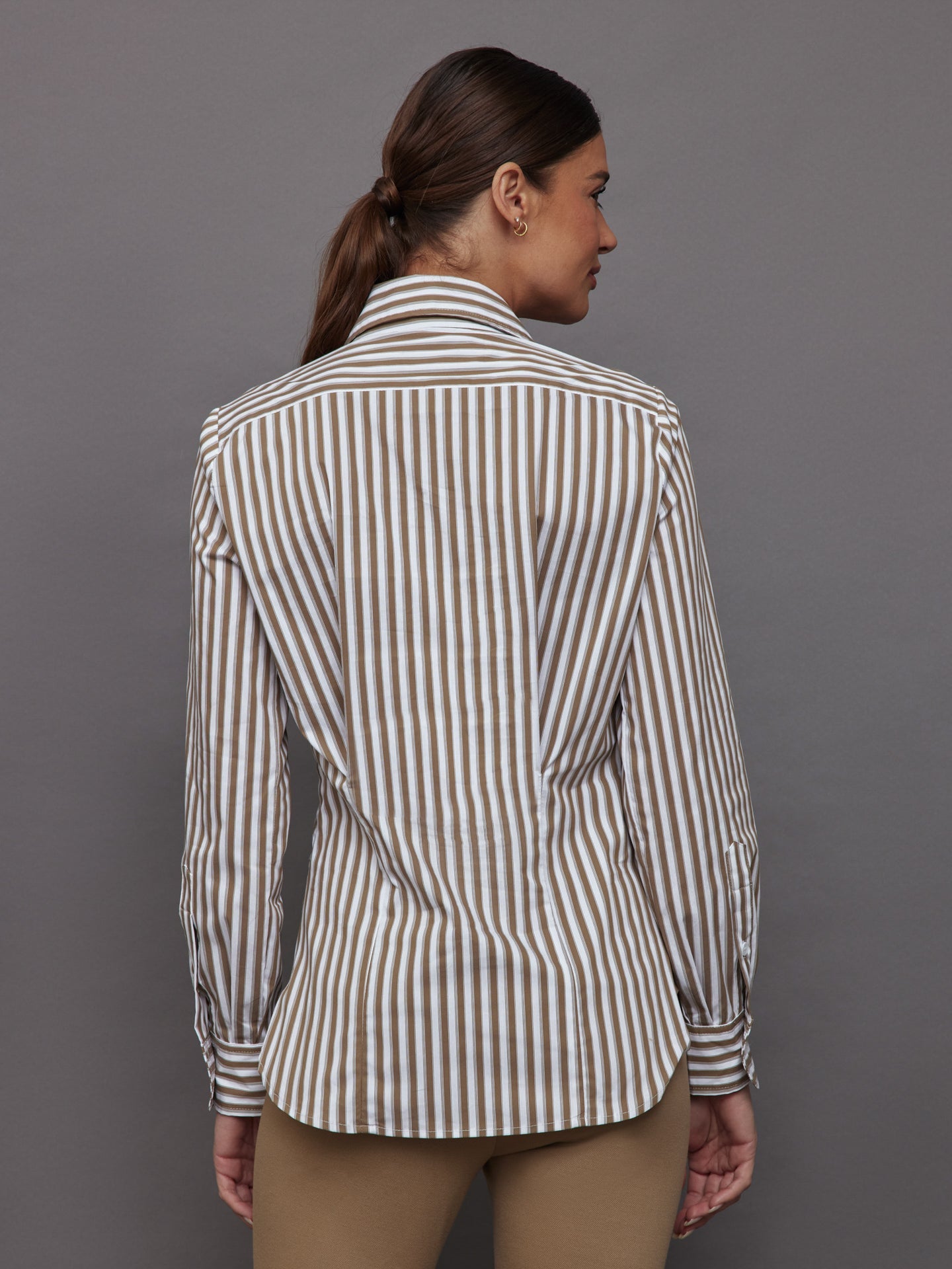 Twisted Tunic Shirt | White/Tan Stripe