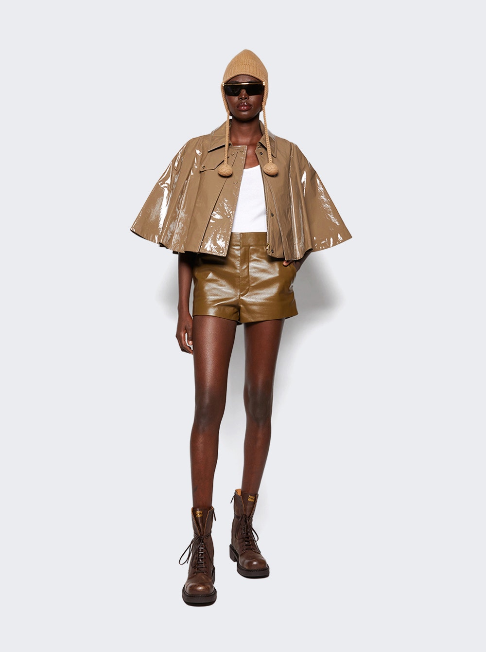 Women | Chloé | Tailored Leather Shorts Deep Olive