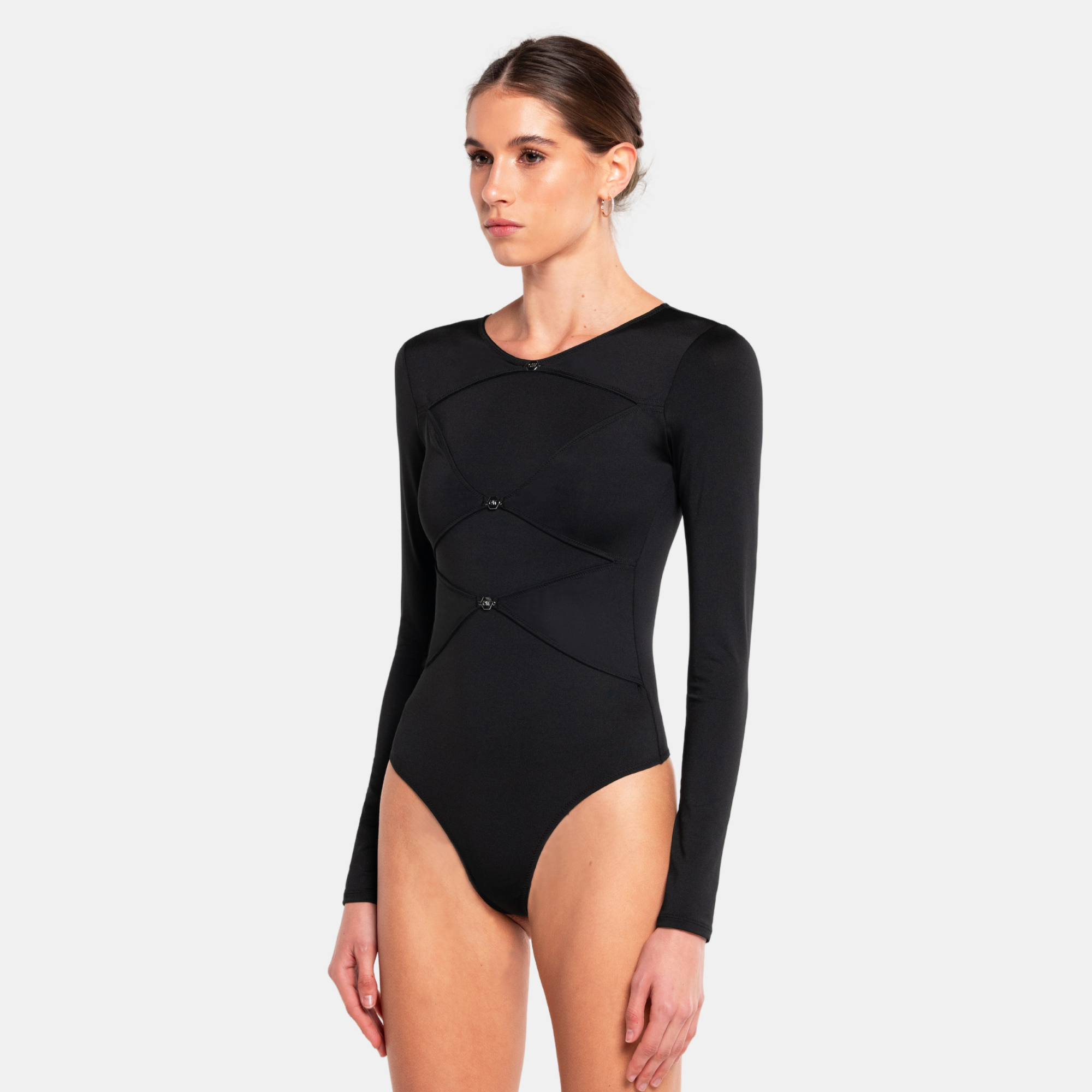 OW Collection Chiara Covered Bodysuit | Black Caviar