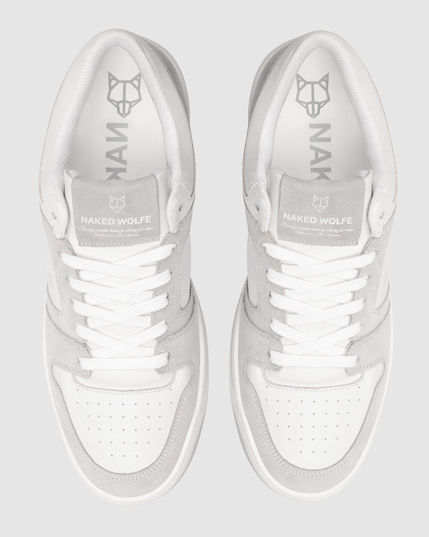 Mens | CM-01 Leather/Cow Suede Combo Sneaker | White/Grey