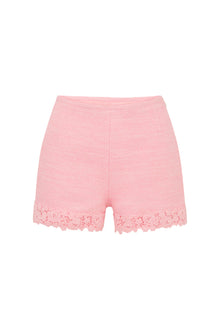 Coralyn Tweed Lace-Trimmed Shorts | Strawberry Spritz