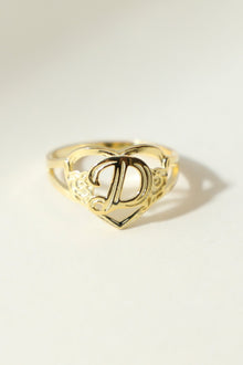 The Gold Cutout Flower Heart Letter Ring | 18Kt Gold Vermeil