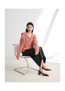 Cable Knit Pullover | Orange