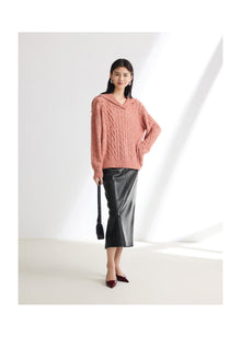 Cable Knit Pullover | Orange