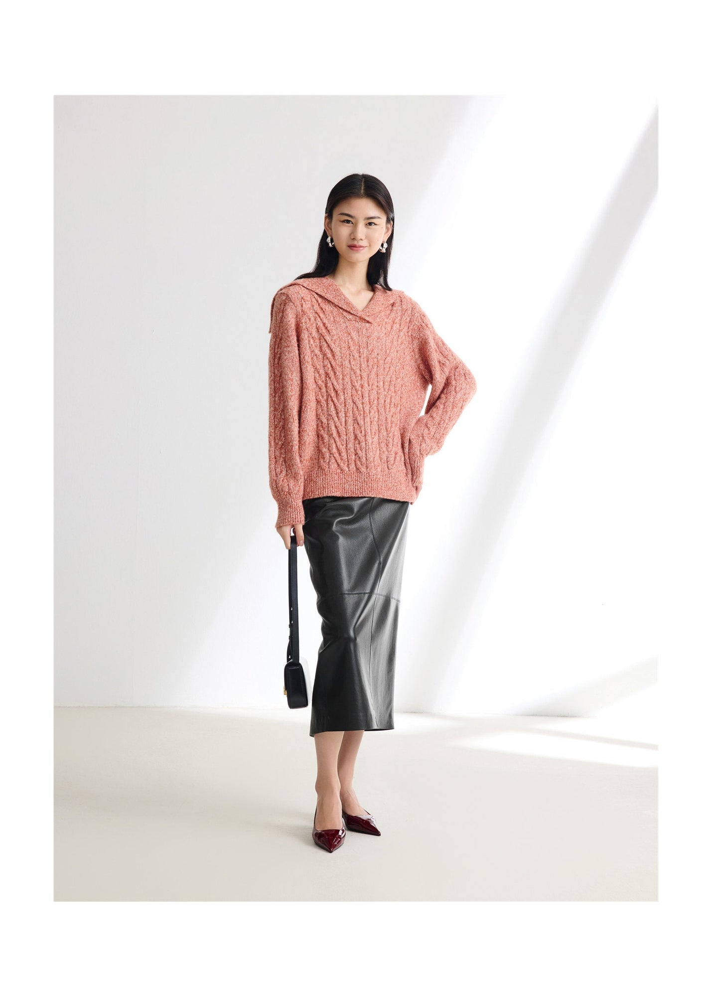 Cable Knit Pullover | Orange