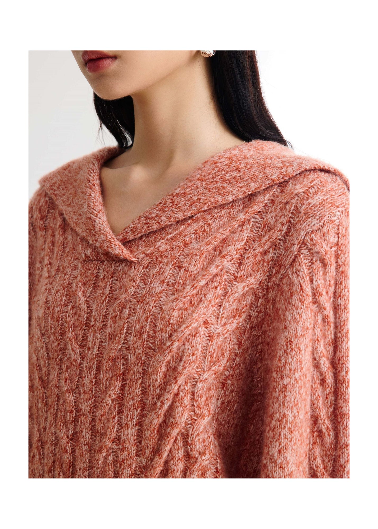 Cable Knit Pullover | Orange