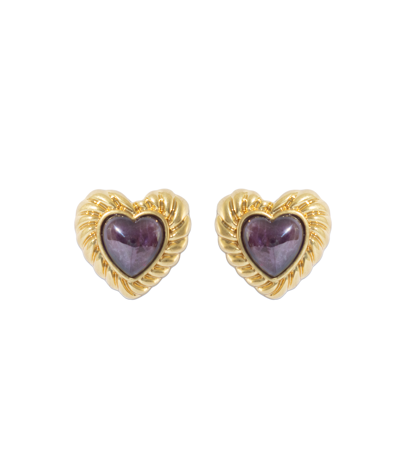 Camille Amethyst Heart Studs - Loren Hope