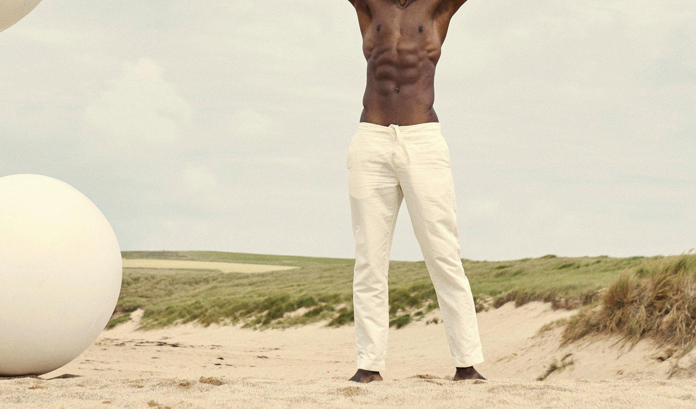 Campbell Sea Island Slim Fit Sea Island Cotton Chinos | White