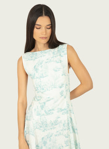 Rhoda Dress | Weathered Blue Toile Print