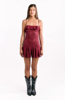 Celeste Lace Party Mini Dress | Wine