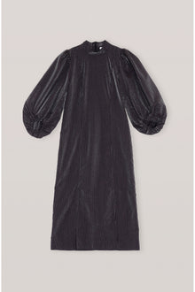 Check Seersucker Midi Dress | Black