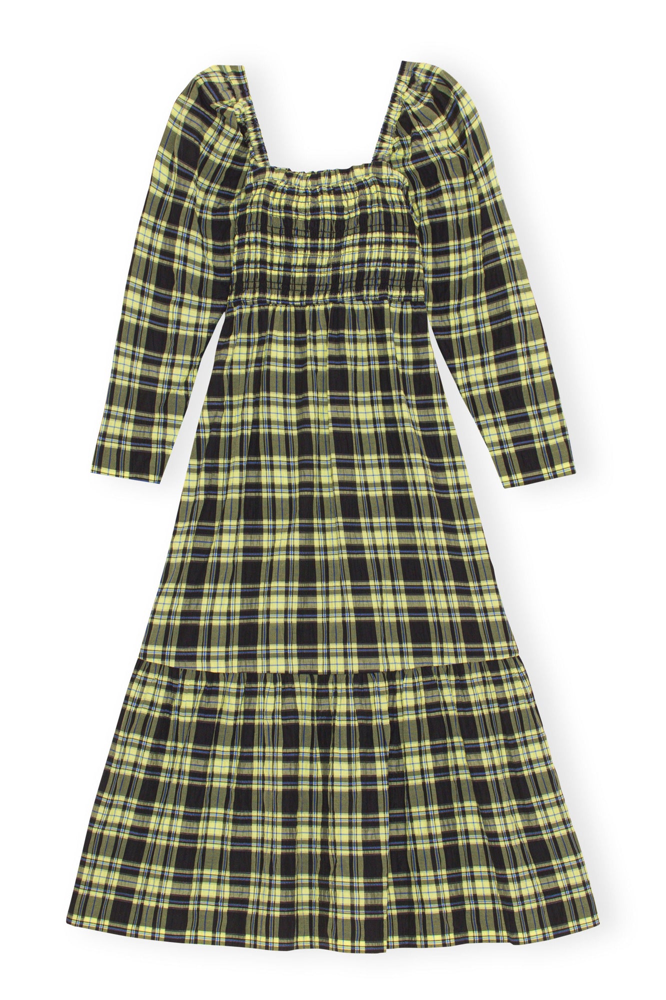 Checkered Seersucker Maxi Dress | Check Elfin Yellow