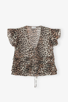 Chiffon Ruffle Blouse | Leopard