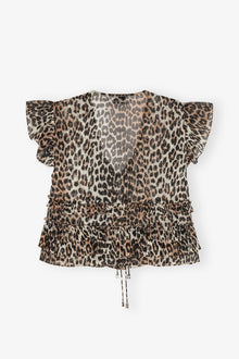 Chiffon Ruffle Blouse | Leopard