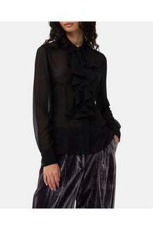 Chiffon Ruffle Shirt | Black