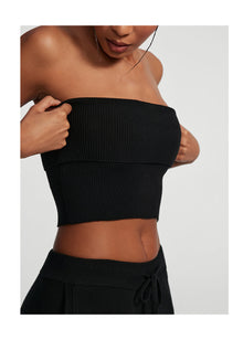 Chunky Knit Crop Top | Black